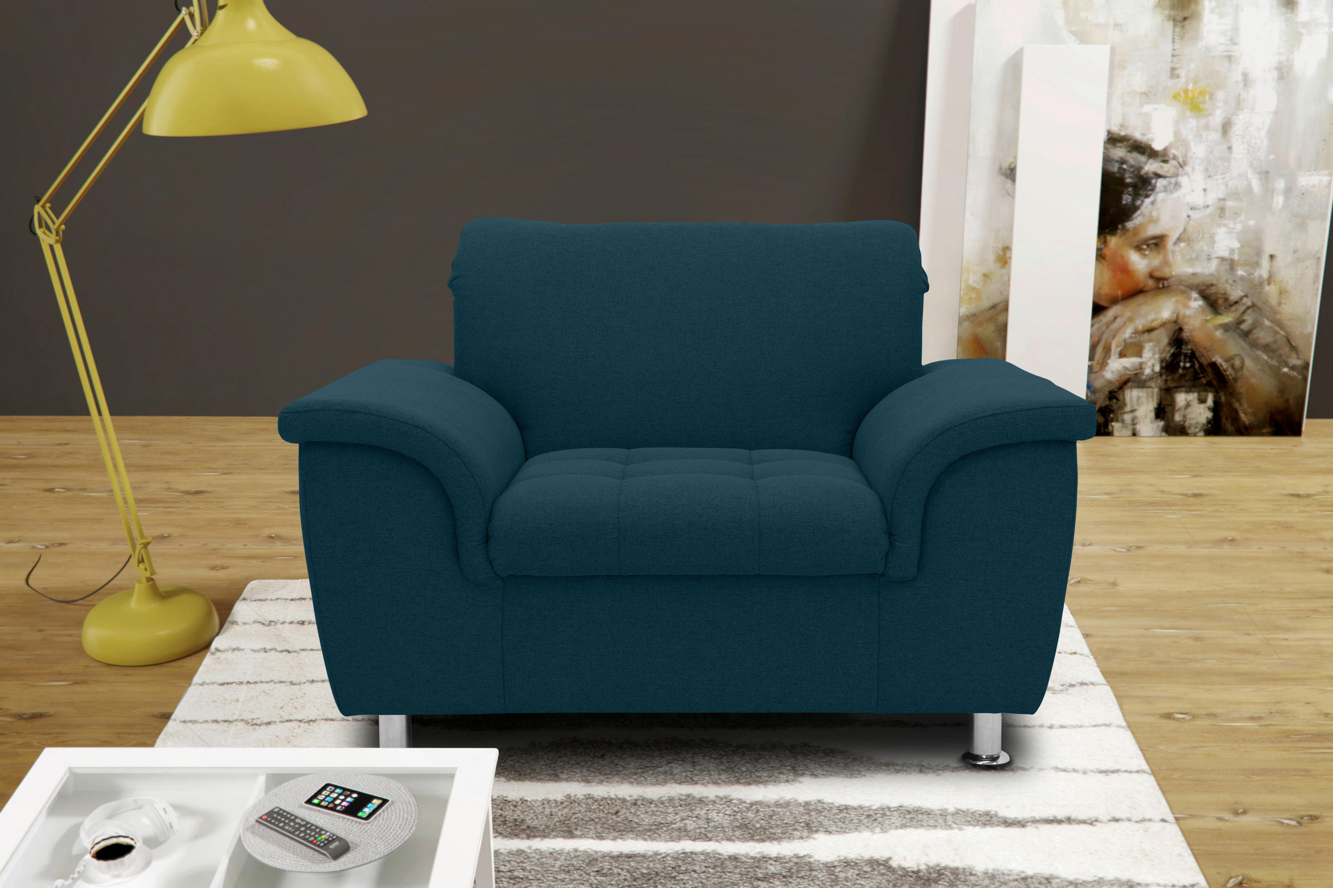 SESSEL in Webstoff Dunkelblau - Chromfarben/Dunkelblau, KONVENTIONELL, Textil/Metall (120/81/105cm) - MID.YOU