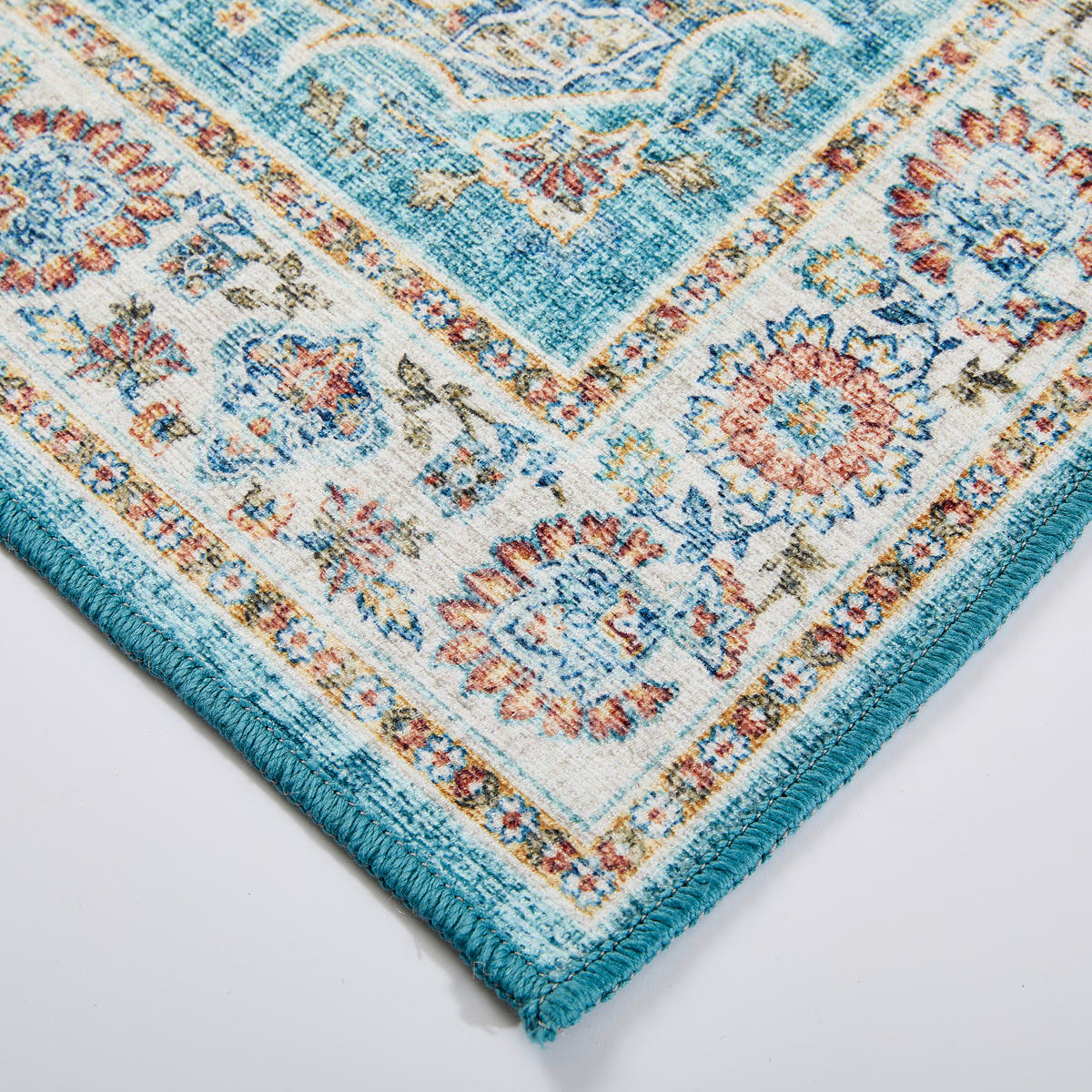 VINTAGE-TEPPICH 130/190 cm Leo Creme, Pastellblau, Cognac  - Pastellblau/Cognac, LIFESTYLE, Kunststoff/Textil (130/190cm) - Novel