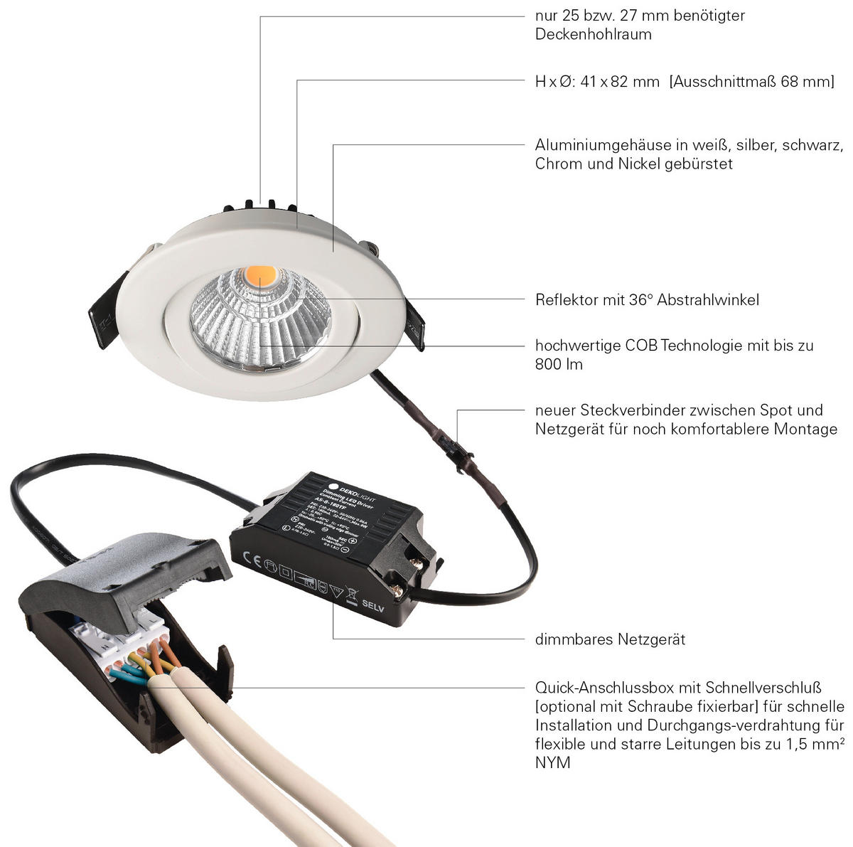 LED-EINBAUSPOT - Chromfarben, Konventionell, Metall (8,2/8,2/4,1cm)