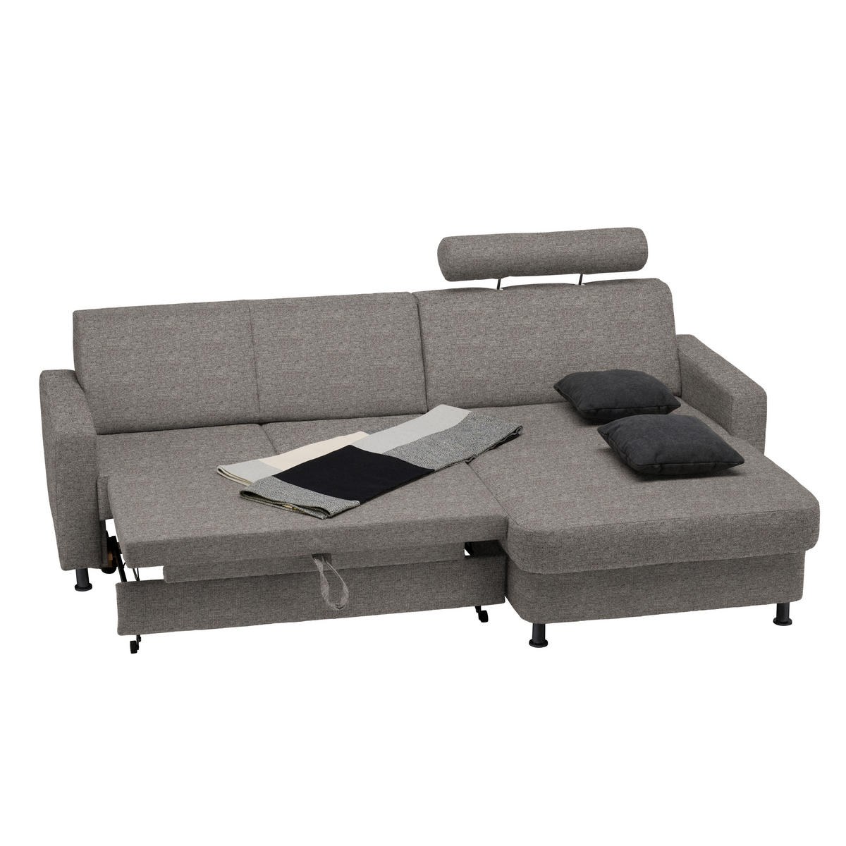 ECKSOFA in Webstoff Grau  - Schwarz/Grau, Design, Kunststoff/Textil (257/165cm) - Xora