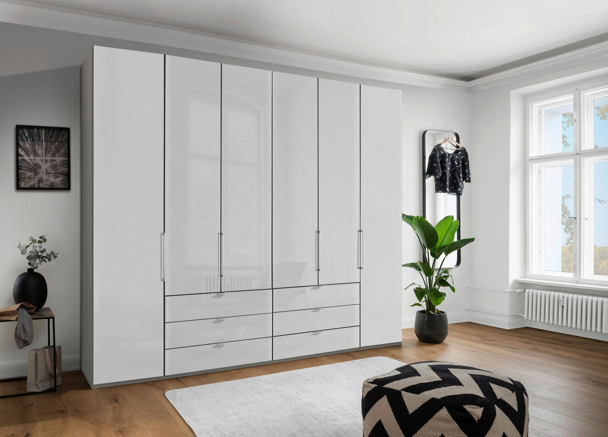 DREHTÜRENSCHRANK in Grau, Weiss  - Chromfarben/Weiss, Konventionell, Glas/Holzwerkstoff (250/236/58cm) - Dieter Knoll