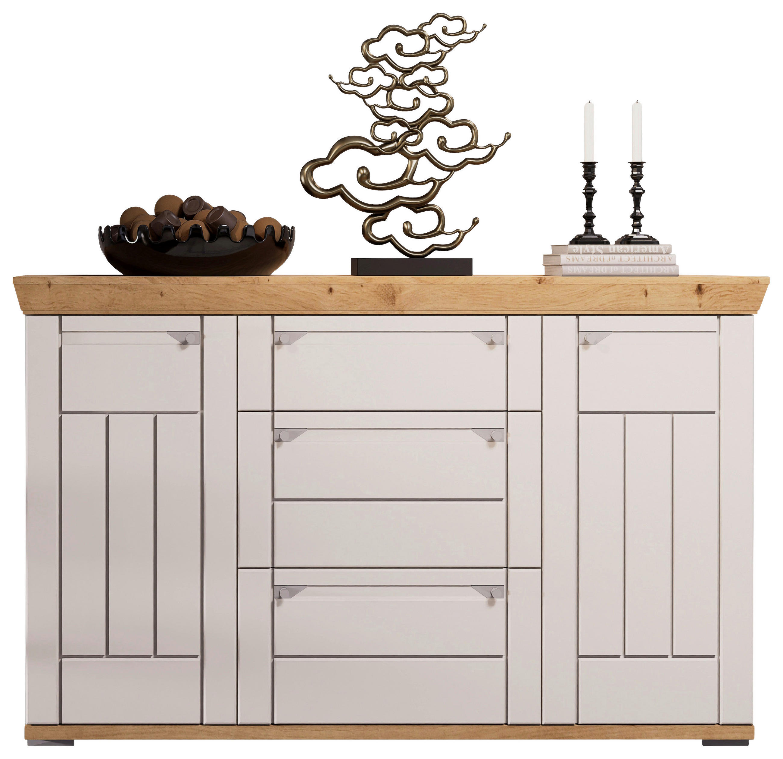 SIDEBOARD  161/100/47 cm 3 Schublade(n)  - Kaschmir/Eiche Artisan, ROMANTIK / LANDHAUS, Holzwerkstoff/Metall (161/100/47cm) - Landscape