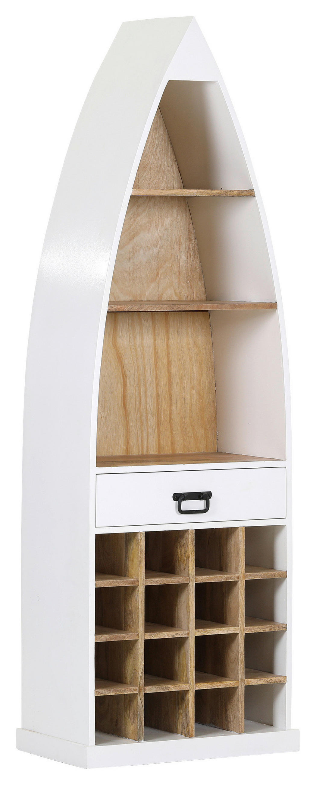 BOOTSREGAL Mangoholz massiv Naturfarben, Weiß  - Schwarz/Weiß, LIFESTYLE, Holz/Holzwerkstoff (60/182/36cm) - Landscape