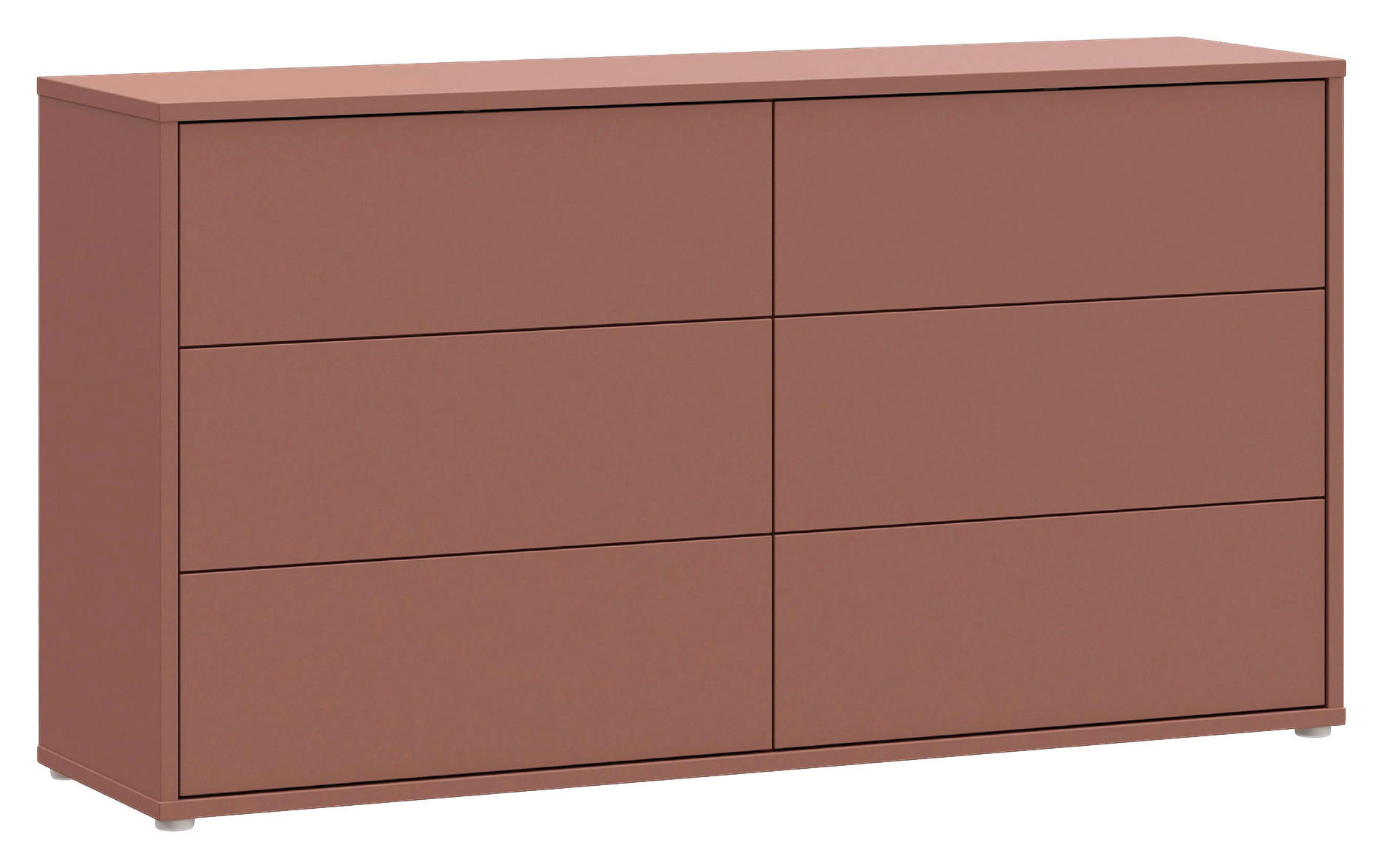 KOMMODE , 155/83/42 cm, 6 Schublade(n)  - Silberfarben/Terracotta, Trend, Holzwerkstoff/Kunststoff (155/83/42cm) - Carryhome