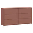 KOMMODE , 155/83/42 cm, 6 Schublade(n)  - Silberfarben/Terracotta, Trend, Holzwerkstoff/Kunststoff (155/83/42cm) - Carryhome