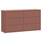 KOMMODE , 155/83/42 cm, 6 Schublade(n)  - Silberfarben/Terracotta, Trend, Holzwerkstoff/Kunststoff (155/83/42cm) - Carryhome