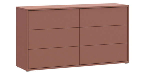KOMMODE , 155/83/42 cm, 6 Schublade(n)  - Silberfarben/Terracotta, Trend, Holzwerkstoff/Kunststoff (155/83/42cm) - Carryhome