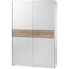 OMARA Z DRSNIMI VRATI, bela, hrast sonoma  - bela/barve aluminija, Basics, kovina/leseni material (125/195/58cm) - Boxxx