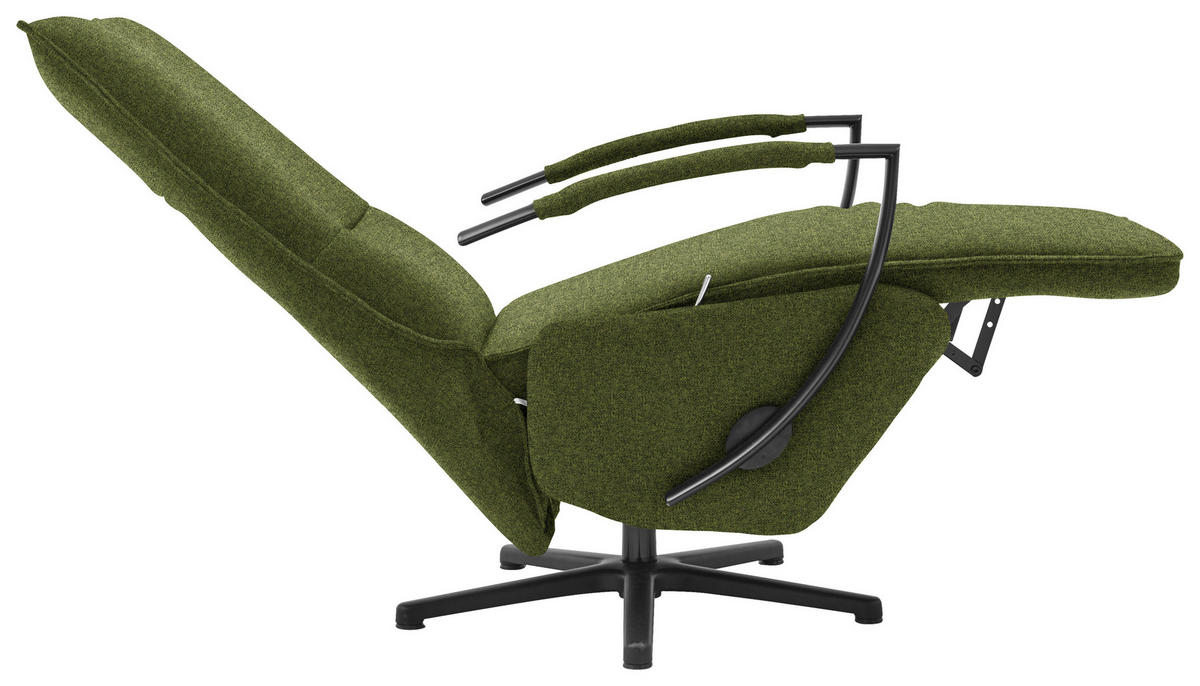 RELAXSESSEL in Textil Schwarz, Olivgrün  - Schwarz/Olivgrün, Design, Textil/Metall (66/110-114/84cm) - Moderano