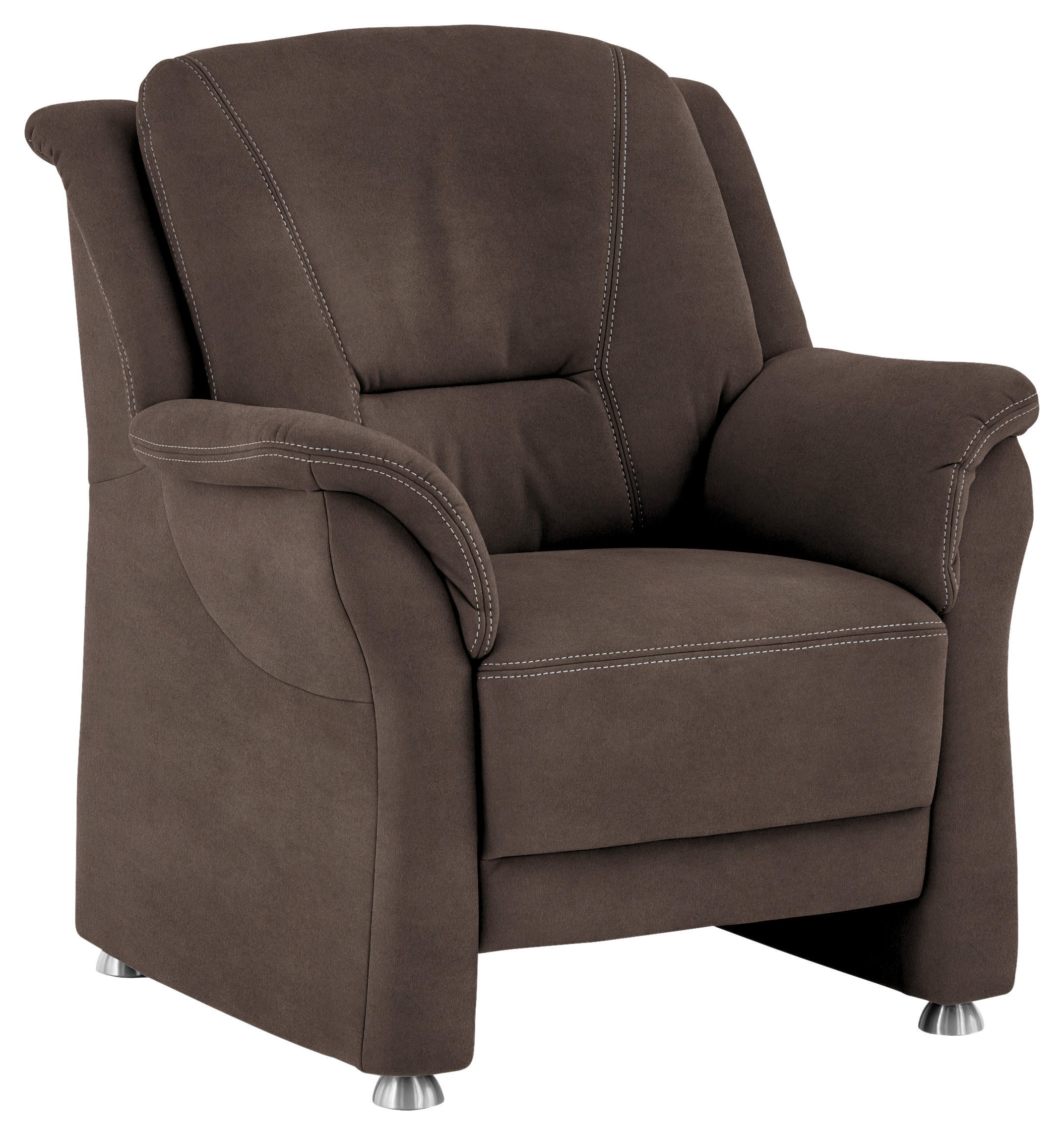SESSEL in Mikrofaser Graubraun  - Graubraun/Beige, Konventionell, Textil/Metall (90/100/89cm) - Beldomo Comfort