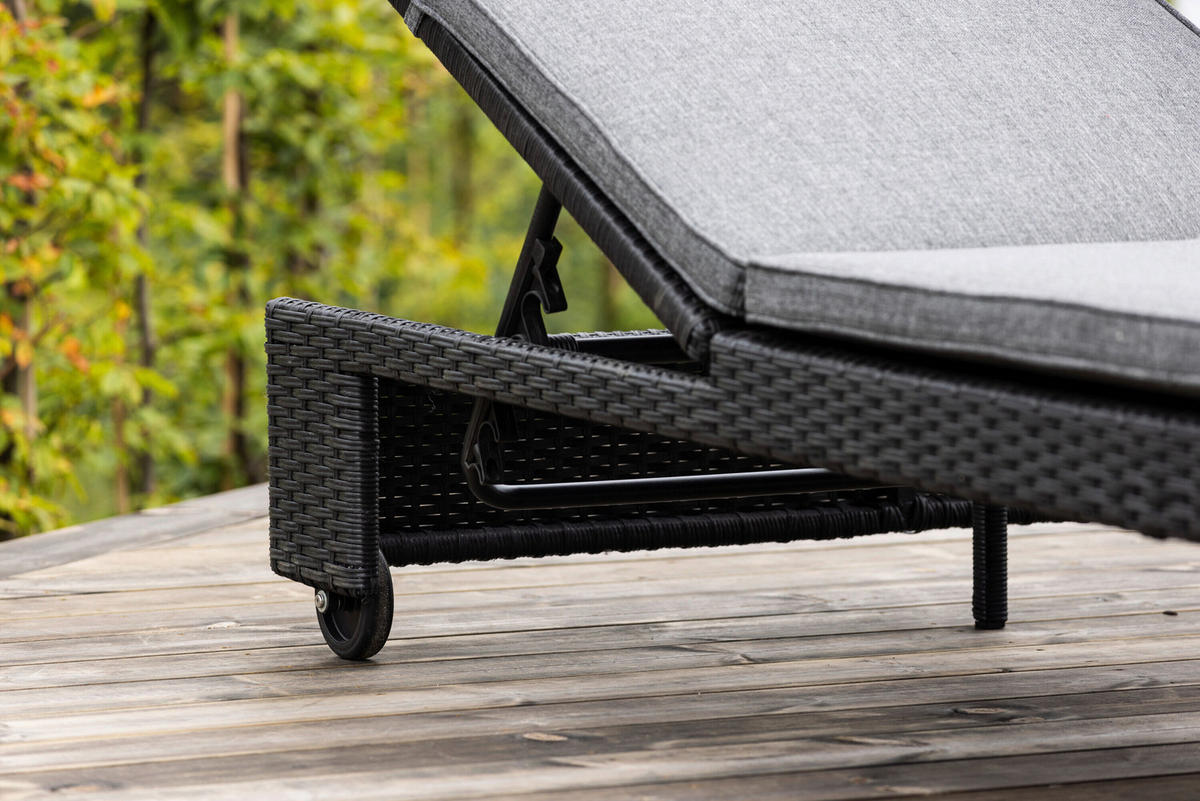 SONNENLIEGE 119/32/196 cm  - Dunkelgrau/Schwarz, MODERN, Kunststoff/Textil (119/32/196cm) - Gardenson