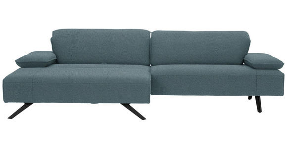 ECKSOFA in Flachgewebe Hellblau - Anthrazit/Hellblau, Design, Textil/Metall (166/280cm) - Ambiente