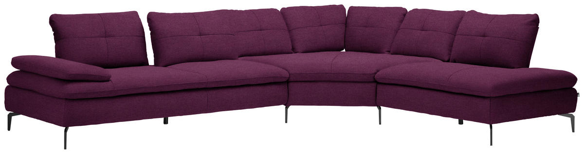ECKSOFA in Flachgewebe Violett  - Violett/Schwarz, Design, Textil/Metall (344/271cm) - Chilliano