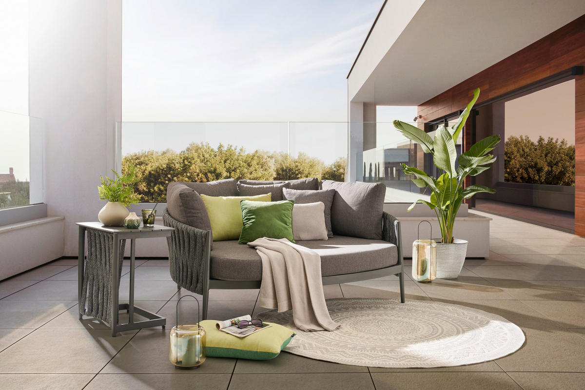 GARTENBEISTELLTISCH - Dunkelgrau/Anthrazit, Modern, Textil/Metall (60/60.5/40cm) - Amatio