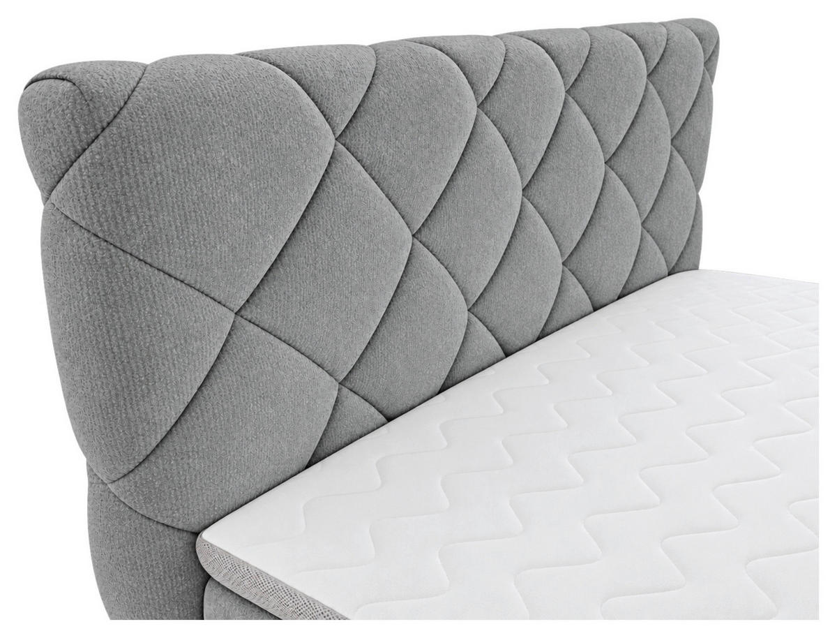 BOXBETT 180/200 cm,  in Silberfarben, gepolstertes Kopfteil, Bettkasten, Topper, Matratzen, H3 + H3 = fest  - Silberfarben/Schwarz, Design, Kunststoff/Textil (180/200cm) - Chameo