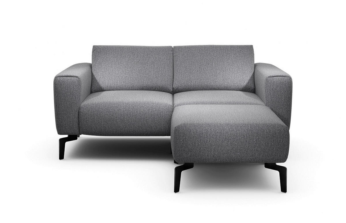 Zweisitzer inkl. Hocker Chenille Anthrazit  - Anthrazit/Schwarz, Design, Textil/Metall (180/86/86-94cm) - SENSOO