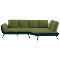 ECKSOFA Grün Flachgewebe Nierenkissen, Rücken echt, Sitztiefenverstellung  - Schwarz/Grün, Design, Textil/Metall (320/169cm) - Moderano