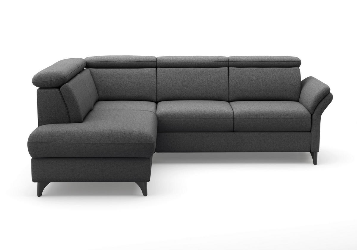 ECKSOFA GLENDALE E Dunkelgrau Flachgewebe  - Dunkelgrau/Schwarz, KONVENTIONELL, Textil/Metall (193/247cm) - Sit & More