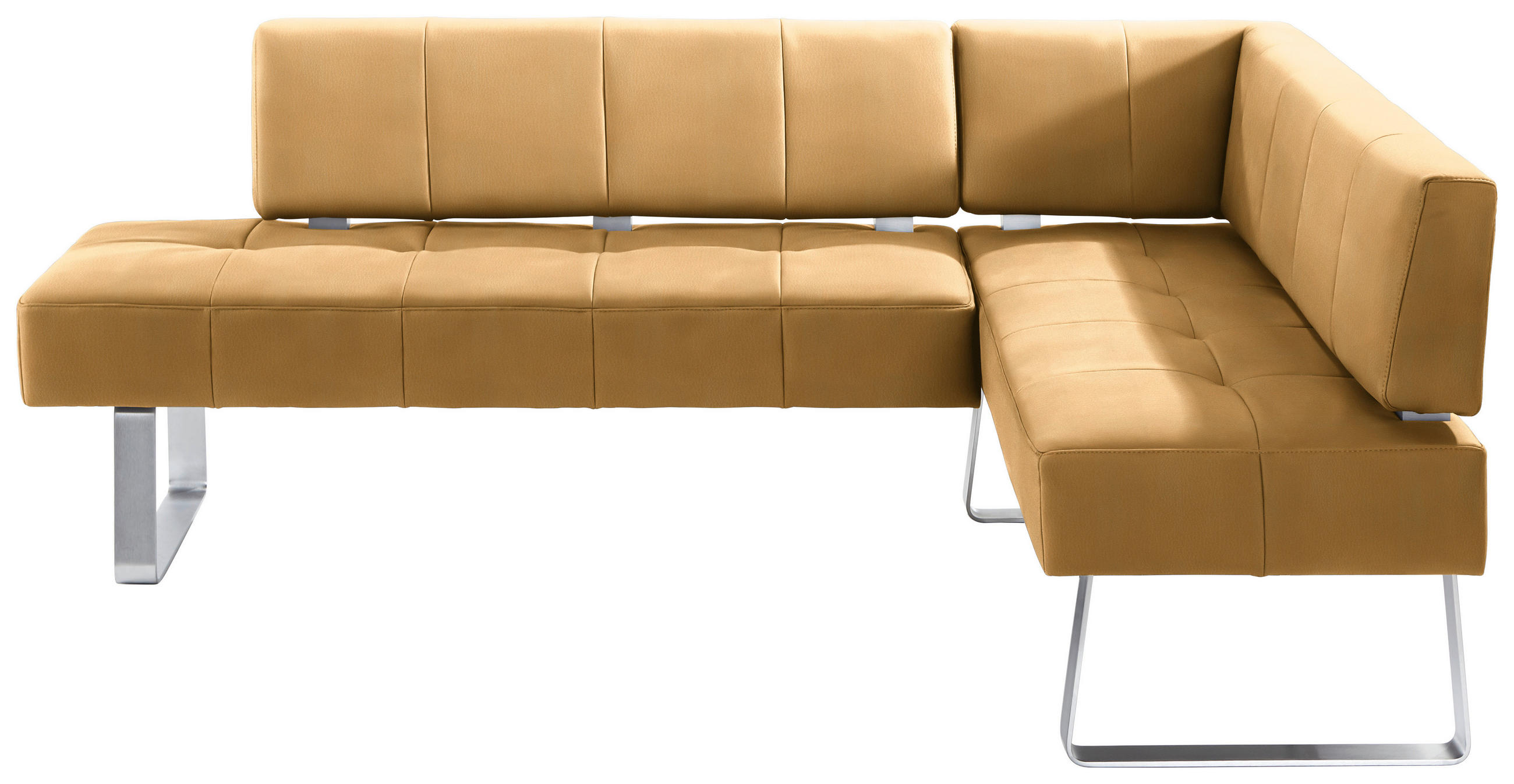 ECKBANK 227/165 cm  in Gelb, Edelstahlfarben  - Edelstahlfarben/Gelb, Design, Textil/Metall (227/165cm) - Moderano