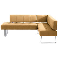 ECKBANK 227/165 cm Mikrofaser Gelb, Edelstahlfarben Metall   - Edelstahlfarben/Gelb, Design, Textil/Metall (227/165cm) - Moderano