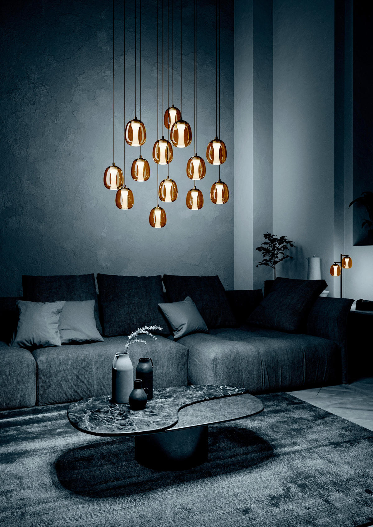 LED-HÄNGELEUCHTE 58/200 cm  - Braun/Bronzefarben, Design, Glas/Metall (58/200cm) - Eglo