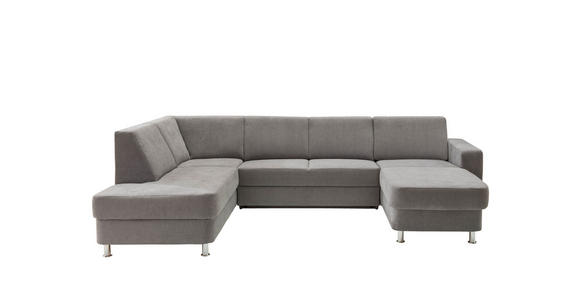 WOHNLANDSCHAFT  in Chenille Grau  - Chromfarben/Multicolor, Design, Kunststoff/Textil (198/301/165cm) - Xora