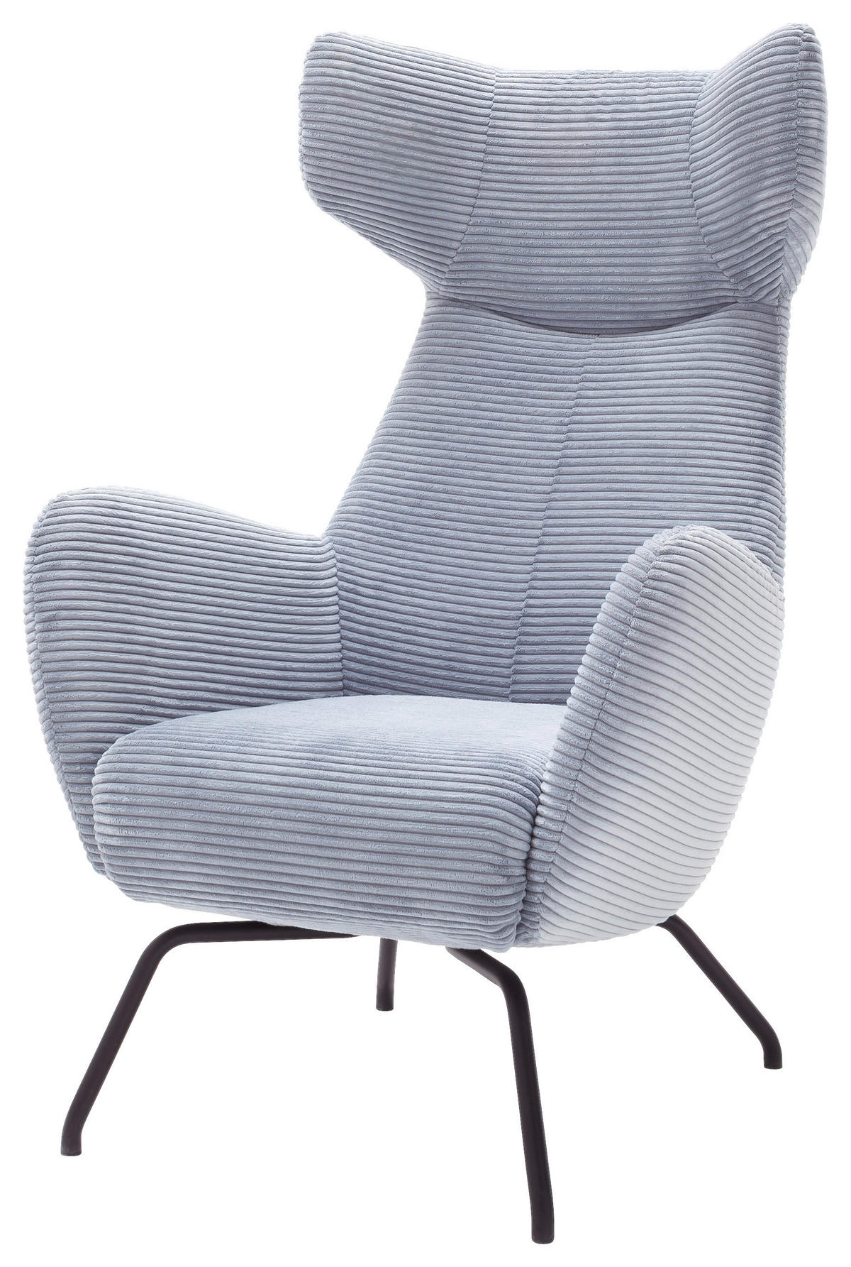 OHRENSESSEL in Cord Hellblau  - Schwarz/Hellblau, Design, Textil/Metall (79/117/82cm) - Lomoco