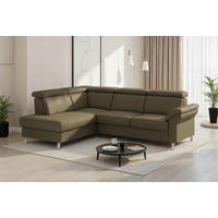ECKSOFA 194/245 cm ARNGAST E in Echtleder Olivgrün Kopfteilverstellung  194/245 cm  - Chromfarben/Olivgrün, Basics, Leder/Textil (194/245cm) - Sit & More