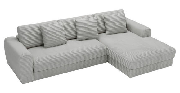 ECKSOFA Hellgrau Cord - Hellgrau/Schwarz, MODERN, Kunststoff/Textil (302/182cm) - Carryhome