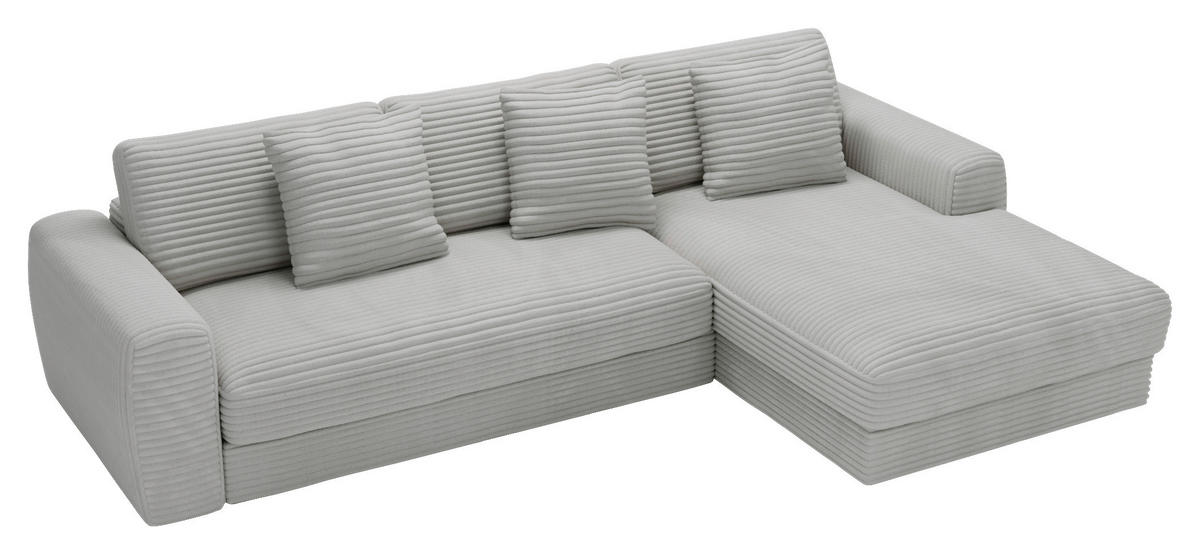 ECKSOFA in Cord Hellgrau  302/182 cm  - Hellgrau/Schwarz, MODERN, Kunststoff/Textil (302/182cm) - Carryhome