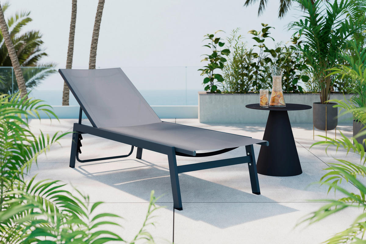 GARTENLIEGE 59/95/160 cm  - Anthrazit, MODERN, Textil/Metall (59/95/160cm) - Ambia Garden