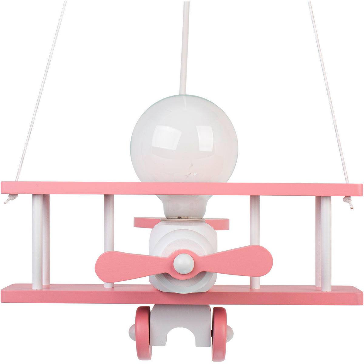 KINDERHÄNGELEUCHTE Flugzeug 42/45/75 cm   - Weiß/Rosa, KONVENTIONELL, Holz (42/45/75cm)
