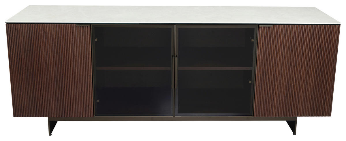 SIDEBOARD  200/77/50 cm  - Beige/Walnussfarben, Design, Glas/Keramik (200/77/50cm) - Dieter Knoll