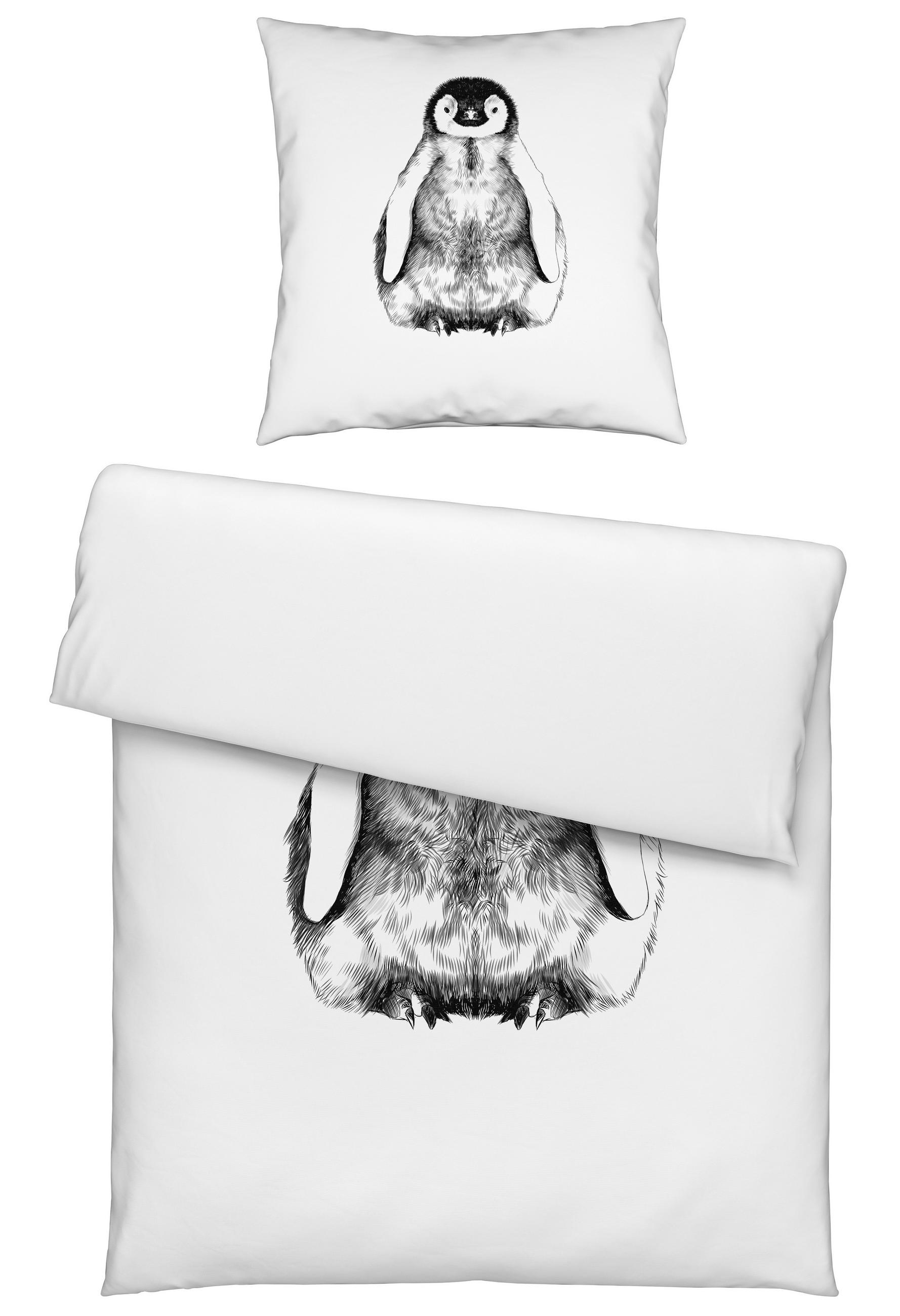 Thumbnail - Esposa Bettwäsche, Weiß, Textil, Pinguin, 135x200 cm, pflegeleicht, angenehm wärmend, schadstoffgeprüft, Schlaftextilien...