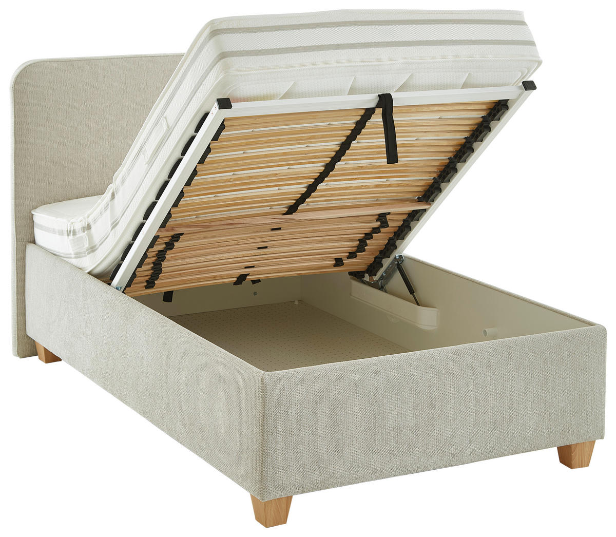 POLSTERBETT 120/200 cm  in Naturfarben  - Weiss/Naturfarben, Konventionell, Holz/Textil (120/200cm) - Beldomo - Sleep