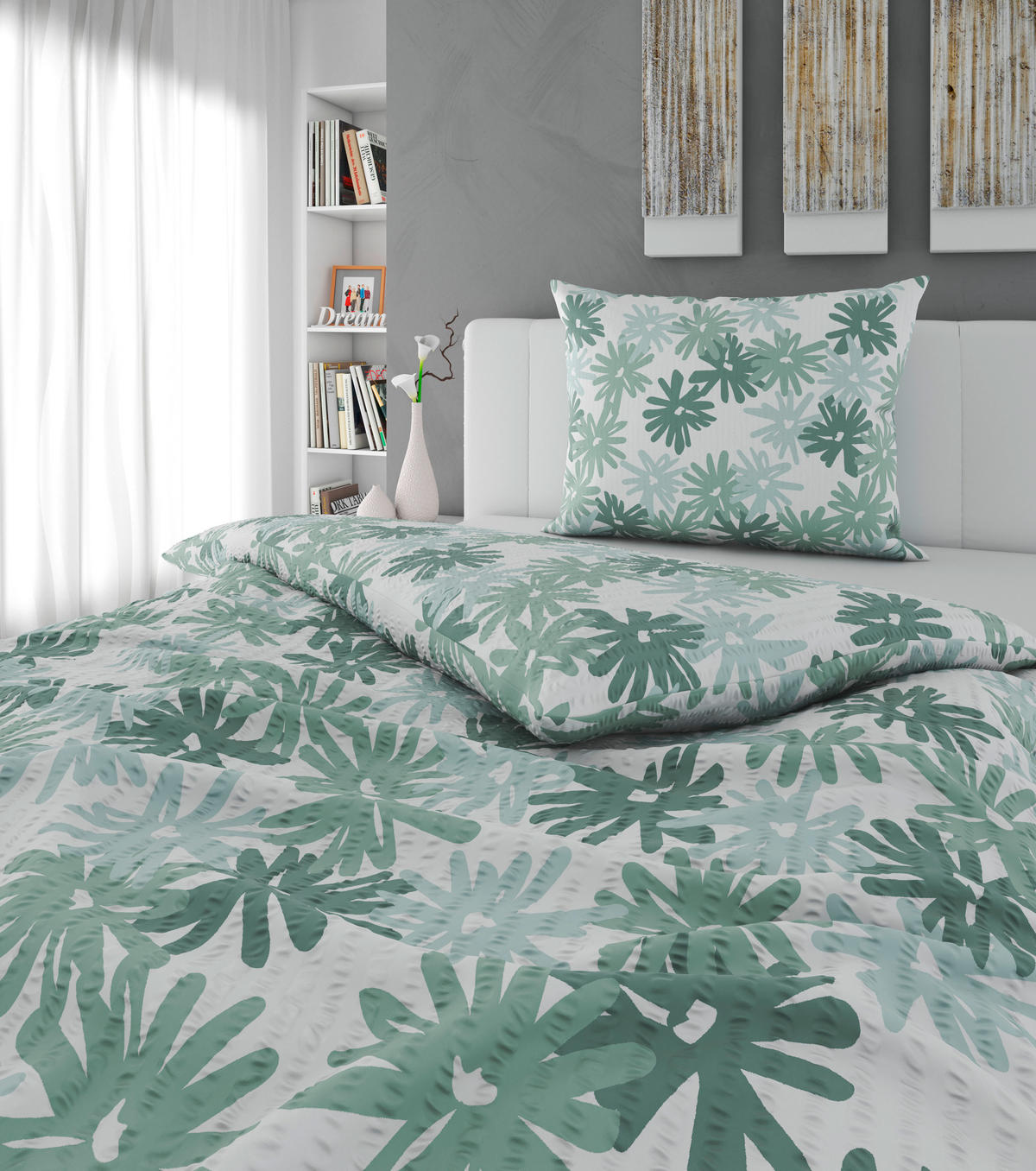 BETTWÄSCHE 2-teilig Seersucker 140/200 cm  - Grün, KONVENTIONELL, Textil (140/200cm) - Esposa