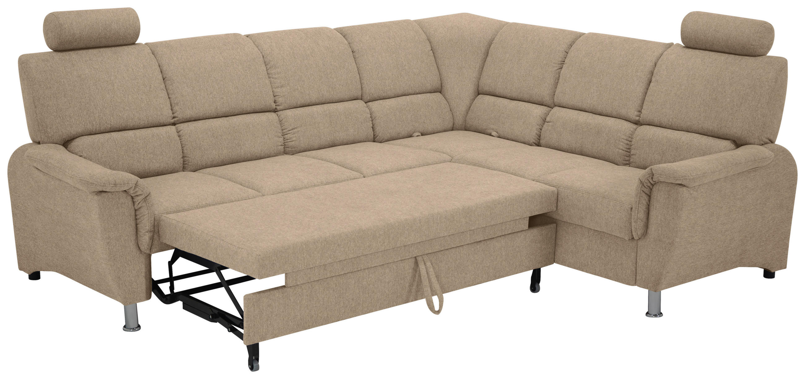 ECKSOFA in Taupe Textil   - Taupe/Silberfarben, Design, Holz/Kunststoff (270/219cm) - Livetastic