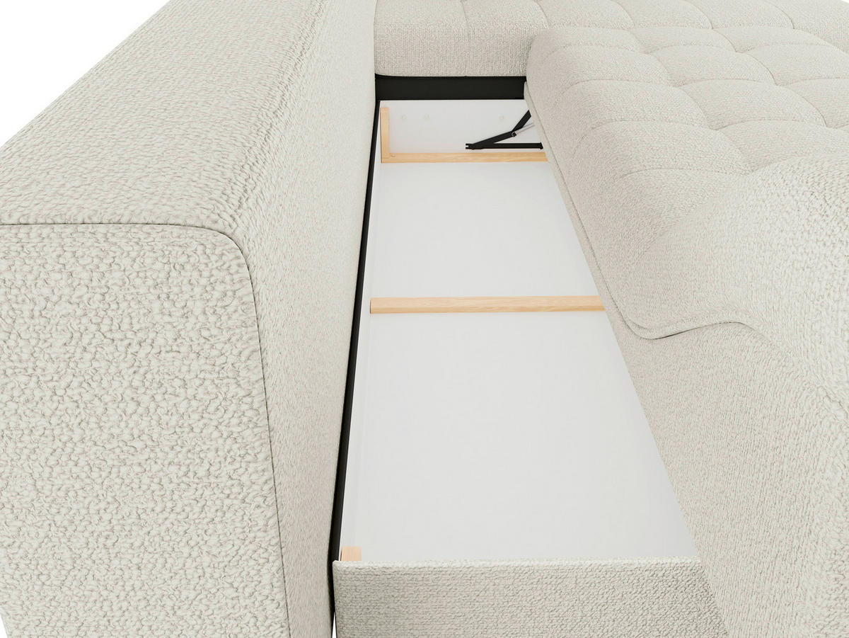 ECKSOFA Creme Struktur, Bouclé  - Creme/Schwarz, Design, Textil (177/276cm) - MID.YOU