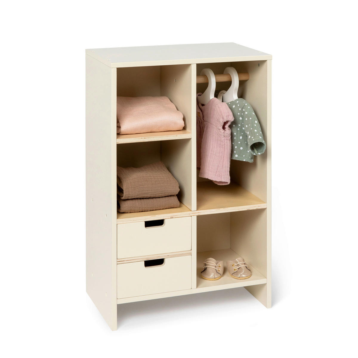 PUPPENKLEIDERSCHRANK ROBINIA  - Creme, Basics, Holz (32/20/50cm) - MUSTERKIND