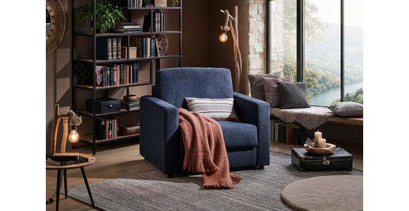 SCHLAFSESSEL Webstoff Dunkelblau    - Schwarz/Dunkelblau, KONVENTIONELL, Textil (104/85/90cm) - Xora