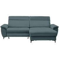 ECKSOFA in Chenille Petrol  - Petrol/Schwarz, Design, Textil/Metall (185/256cm) - Stylife