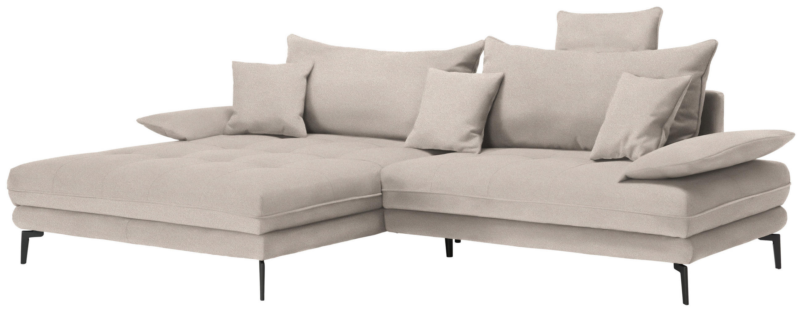 ECKSOFA PRATO Beige Mikrofaser  - Beige/Schwarz, MODERN, Textil/Metall (176/292cm) - MID.YOU