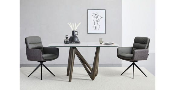 ESSTISCH in Metall, Keramik 150/100/75 cm  - Anthrazit/Beige, Design, Keramik/Metall (150/100/75cm) - Dieter Knoll