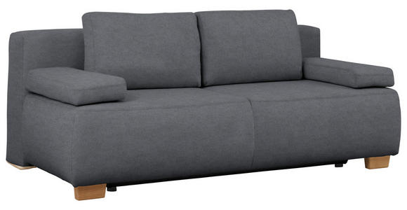 BOXSPRINGSOFA in Flachgewebe Dunkelgrau  - Dunkelgrau/Naturfarben, MODERN, Holz/Textil (205/93/108cm) - Venda