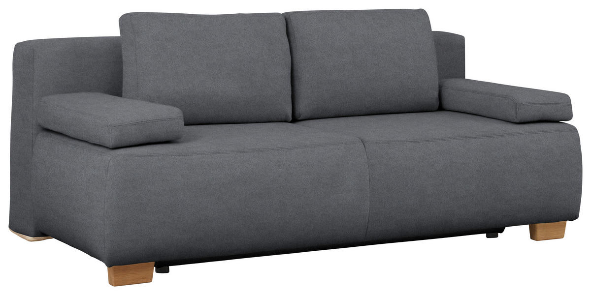 BOXSPRINGSOFA in Flachgewebe Dunkelgrau  - Dunkelgrau/Naturfarben, Modern, Holz/Textil (205/93/108cm) - Venda