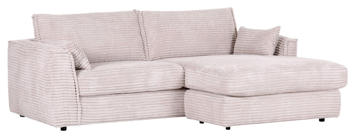 ECKSOFA Beige Kord  - Beige/Schwarz, KONVENTIONELL, Kunststoff/Textil (235/180cm) - Carryhome