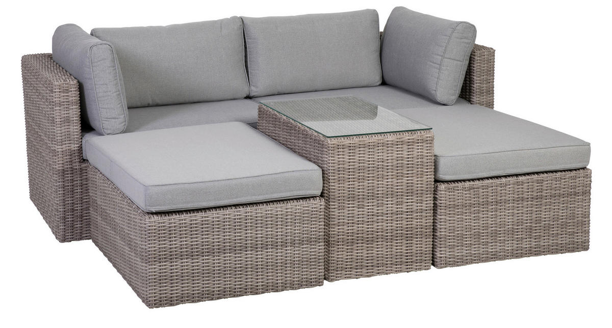 LOUNGEGARNITUR   93/65/71 cm Stahl  - Grau, Basics, Glas/Textil (93/65/71cm) - Gardenson