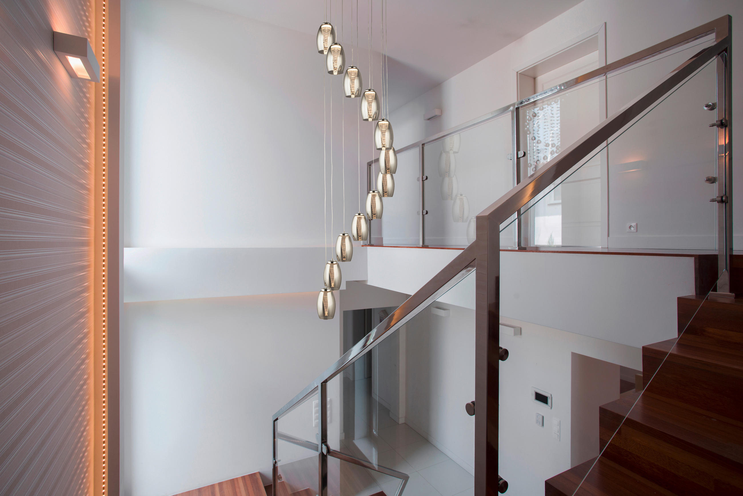 LED-PENDELLAMPA Cyclone 52/200 cm  - kromfärg, Modern, metall/glas (52/200cm)