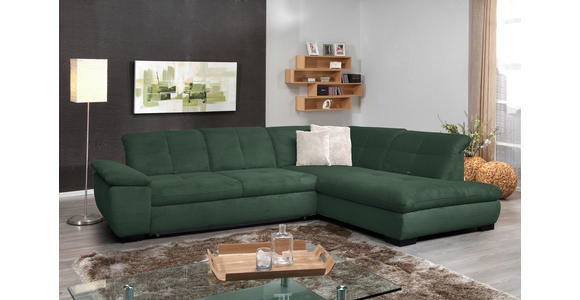 ECKSOFA in Cord Grün 313/242 cm - Schwarz/Grün, Design, Textil/Metall (313/242cm) - Xora