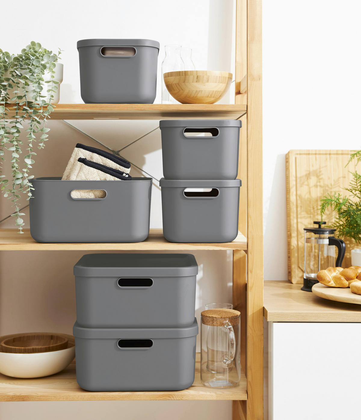 AUFBEWAHRUNGSBOX     - Schwarz, Basics, Kunststoff (35,5/17,7/39,5cm) - Rotho